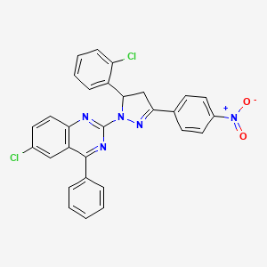 6-chloro-2-(5-(2-chlorophenyl)-3-(4-nitrophenyl)-4,5-dihydro-1H-pyrazol-1-yl)-4-phenylquinazoline