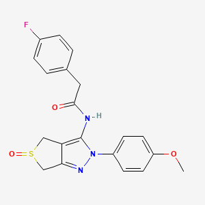 2-(4-fluorophenyl)-N-[2-(4-methoxyphenyl)-5-oxo-4,6-dihydrothieno[3,4-c]pyrazol-3-yl]acetamide