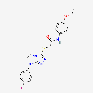 molecular formula C20H20FN5O2S B2375774 N-(4-ethoxyphenyl)-2-((7-(4-fluorophenyl)-6,7-dihydro-5H-imidazo[2,1-c][1,2,4]triazol-3-yl)thio)acetamide CAS No. 923689-44-5