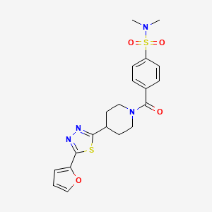 molecular formula C20H22N4O4S2 B2375778 4-(4-(5-(furan-2-yl)-1,3,4-thiadiazol-2-yl)piperidine-1-carbonyl)-N,N-dimethylbenzenesulfonamide CAS No. 1171810-04-0