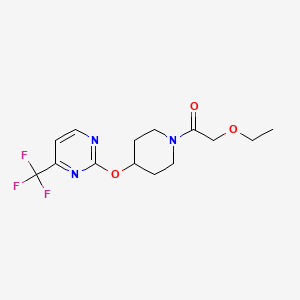 molecular formula C14H18F3N3O3 B2375788 2-Ethoxy-1-[4-[4-(trifluoromethyl)pyrimidin-2-yl]oxypiperidin-1-yl]ethanone CAS No. 2380094-56-2