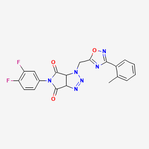 molecular formula C20H14F2N6O3 B2375789 5-(3,4-difluorophenyl)-1-((3-(o-tolyl)-1,2,4-oxadiazol-5-yl)methyl)-1,6a-dihydropyrrolo[3,4-d][1,2,3]triazole-4,6(3aH,5H)-dione CAS No. 1206999-54-3