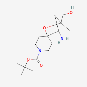 molecular formula C15H26N2O4 B2375790 叔丁基4-氨基-1-(羟甲基)螺[2-氧杂双环[2.1.1]己烷-3,4'-哌啶]-1'-甲酸酯 CAS No. 2253639-00-6