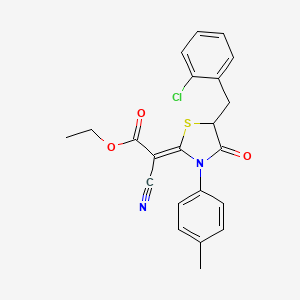 (Z)-ethyl 2-(5-(2-chlorobenzyl)-4-oxo-3-(p-tolyl)thiazolidin-2-ylidene)-2-cyanoacetate