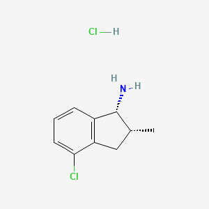 molecular formula C10H13Cl2N B2375811 (1R,2R)-4-Chloro-2-methyl-2,3-dihydro-1H-inden-1-amine;hydrochloride CAS No. 2219379-30-1