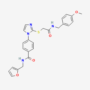 molecular formula C25H24N4O4S B2375816 N-(2-furylmethyl)-4-[2-({2-[(4-methoxybenzyl)amino]-2-oxoethyl}thio)-1H-imidazol-1-yl]benzamide CAS No. 1207001-38-4