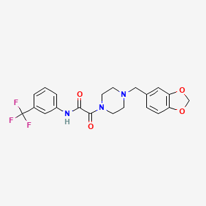 molecular formula C21H20F3N3O4 B2375821 2-(4-(benzo[d][1,3]dioxol-5-ylmethyl)piperazin-1-yl)-2-oxo-N-(3-(trifluoromethyl)phenyl)acetamide CAS No. 941999-65-1