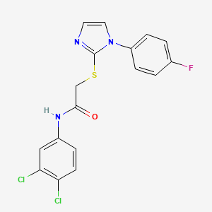 molecular formula C17H12Cl2FN3OS B2375822 N-(3,4-二氯苯基)-2-[1-(4-氟苯基)咪唑-2-基]硫代乙酰胺 CAS No. 688337-04-4