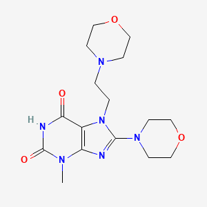 molecular formula C16H24N6O4 B2375825 3-methyl-8-morpholino-7-(2-morpholinoethyl)-1H-purine-2,6(3H,7H)-dione CAS No. 573937-67-4