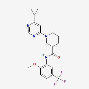 molecular formula C21H23F3N4O2 B2375826 1-(6-cyclopropylpyrimidin-4-yl)-N-(2-methoxy-5-(trifluoromethyl)phenyl)piperidine-3-carboxamide CAS No. 1790197-03-3