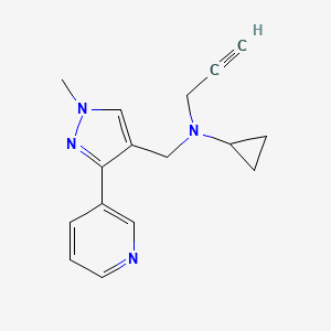 molecular formula C16H18N4 B2375841 N-{[1-methyl-3-(pyridin-3-yl)-1H-pyrazol-4-yl]methyl}-N-(prop-2-yn-1-yl)cyclopropanamine CAS No. 2094678-51-8