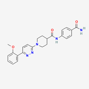 molecular formula C24H25N5O3 B2375845 N-(4-carbamoylphenyl)-1-(6-(2-methoxyphenyl)pyridazin-3-yl)piperidine-4-carboxamide CAS No. 1105218-55-0