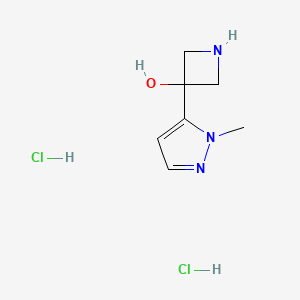 molecular formula C7H13Cl2N3O B2375847 3-(1-methyl-1H-pyrazol-5-yl)azetidin-3-ol dihydrochloride CAS No. 2094614-36-3