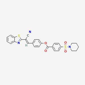 (E)-4-(2-(benzo[d]thiazol-2-yl)-2-cyanovinyl)phenyl 4-(piperidin-1-ylsulfonyl)benzoate