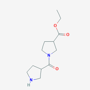 molecular formula C12H20N2O3 B2375860 Ethyl 1-(pyrrolidine-3-carbonyl)pyrrolidine-3-carboxylate CAS No. 2248395-00-6