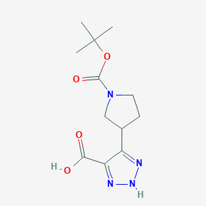 molecular formula C12H18N4O4 B2375862 5-[1-[(2-Methylpropan-2-yl)oxycarbonyl]pyrrolidin-3-yl]-2H-triazole-4-carboxylic acid CAS No. 1211579-19-9