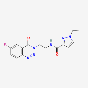 molecular formula C15H15FN6O2 B2375864 1-ethyl-N-(2-(6-fluoro-4-oxobenzo[d][1,2,3]triazin-3(4H)-yl)ethyl)-1H-pyrazole-3-carboxamide CAS No. 1903879-30-0