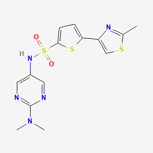 molecular formula C14H15N5O2S3 B2375869 N-[2-(dimethylamino)pyrimidin-5-yl]-5-(2-methyl-1,3-thiazol-4-yl)thiophene-2-sulfonamide CAS No. 1396786-02-9
