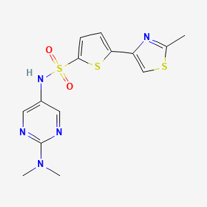 molecular formula C14H15N5O2S3 B2375869 N-(2-(dimethylamino)pyrimidin-5-yl)-5-(2-methylthiazol-4-yl)thiophene-2-sulfonamide CAS No. 1396786-02-9