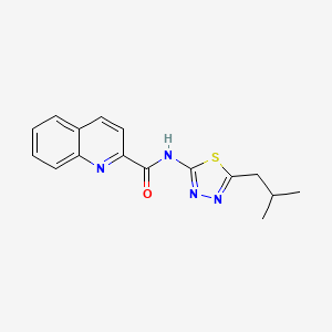 molecular formula C16H16N4OS B2375881 N-[5-(2-methylpropyl)-1,3,4-thiadiazol-2-yl]quinoline-2-carboxamide CAS No. 919211-26-0