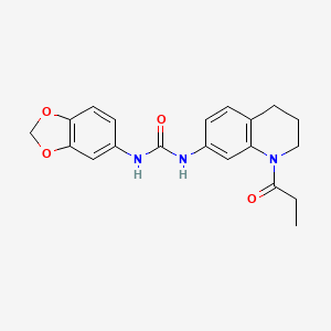 molecular formula C20H21N3O4 B2375890 1-(Benzo[d][1,3]dioxol-5-yl)-3-(1-propionyl-1,2,3,4-tetrahydroquinolin-7-yl)urea CAS No. 1202978-13-9