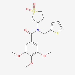 molecular formula C19H23NO6S2 B2375892 N-(1,1-dioxidotetrahydrothiophen-3-yl)-3,4,5-trimethoxy-N-(thiophen-2-ylmethyl)benzamide CAS No. 573947-96-3