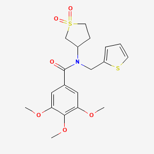 molecular formula C19H23NO6S2 B2375892 N-(1,1-dioxothiolan-3-yl)-3,4,5-trimethoxy-N-(thiophen-2-ylmethyl)benzamide CAS No. 573947-96-3