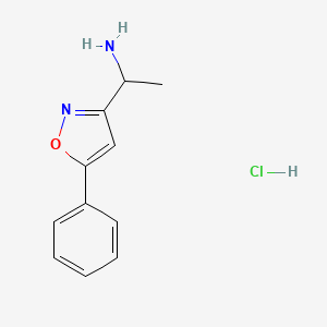 molecular formula C11H13ClN2O B2375893 1-(5-苯基-1,2-恶唑-3-基)乙胺；盐酸盐 CAS No. 2408975-67-5