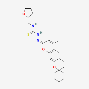 molecular formula C25H33N3O3S B2375895 (E)-2-(6'-ethyl-3'H-spiro[cyclohexane-1,2'-pyrano[3,2-g]chromen]-8'(4'H)-ylidene)-N-((tetrahydrofuran-2-yl)methyl)hydrazinecarbothioamide CAS No. 1334377-07-9