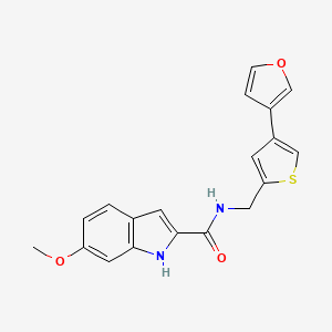 molecular formula C19H16N2O3S B2375898 N-[[4-(Furan-3-yl)thiophen-2-yl]methyl]-6-methoxy-1H-indole-2-carboxamide CAS No. 2380033-40-7