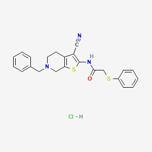 N-(6-benzyl-3-cyano-4,5,6,7-tetrahydrothieno[2,3-c]pyridin-2-yl)-2-(phenylthio)acetamide hydrochloride