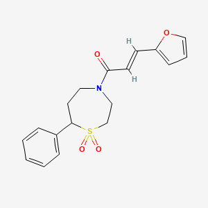 molecular formula C18H19NO4S B2375921 (E)-1-(1,1-dioxido-7-phenyl-1,4-thiazepan-4-yl)-3-(furan-2-yl)prop-2-en-1-one CAS No. 2035021-62-4