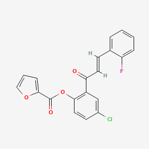 molecular formula C20H12ClFO4 B2375922 (E)-4-chloro-2-(3-(2-fluorophenyl)acryloyl)phenyl furan-2-carboxylate CAS No. 433314-71-7