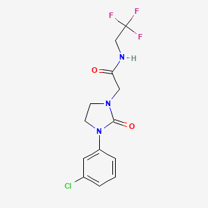 molecular formula C13H13ClF3N3O2 B2375948 2-[3-(3-chlorophenyl)-2-oxoimidazolidin-1-yl]-N-(2,2,2-trifluoroethyl)acetamide CAS No. 1257548-03-0
