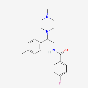 molecular formula C21H26FN3O B2375955 4-fluoro-N-[2-(4-methylphenyl)-2-(4-methylpiperazin-1-yl)ethyl]benzamide CAS No. 898414-51-2
