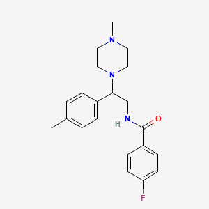 molecular formula C21H26FN3O B2375955 4-fluoro-N-(2-(4-methylpiperazin-1-yl)-2-(p-tolyl)ethyl)benzamide CAS No. 898414-51-2