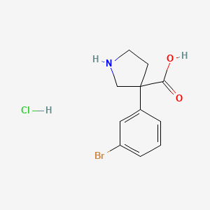 molecular formula C11H13BrClNO2 B2375956 3-(3-Bromophenyl)pyrrolidine-3-carboxylic acid;hydrochloride CAS No. 2408962-93-4