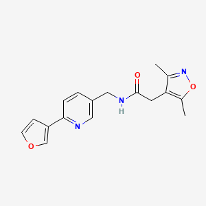 molecular formula C17H17N3O3 B2375976 2-(3,5-dimethylisoxazol-4-yl)-N-((6-(furan-3-yl)pyridin-3-yl)methyl)acetamide CAS No. 2034387-11-4