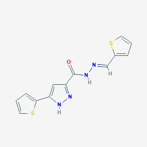 (E)-3-(thiophen-2-yl)-N'-(thiophen-2-ylmethylene)-1H-pyrazole-5-carbohydrazide