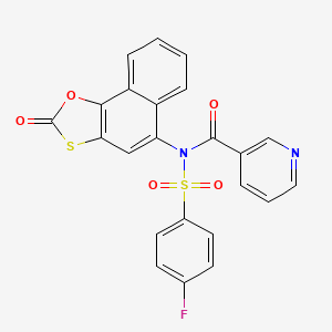 molecular formula C23H13FN2O5S2 B2375995 N-(4-fluorophenyl)sulfonyl-N-(2-oxobenzo[g][1,3]benzoxathiol-5-yl)pyridine-3-carboxamide CAS No. 865098-23-3
