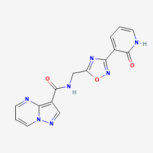 molecular formula C15H11N7O3 B2376094 N-((3-(2-oxo-1,2-dihydropyridin-3-yl)-1,2,4-oxadiazol-5-yl)methyl)pyrazolo[1,5-a]pyrimidine-3-carboxamide CAS No. 2034550-69-9