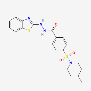 molecular formula C21H24N4O3S2 B2376149 N'-(4-methylbenzo[d]thiazol-2-yl)-4-((4-methylpiperidin-1-yl)sulfonyl)benzohydrazide CAS No. 851978-05-7