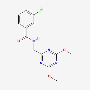 molecular formula C13H13ClN4O3 B2376198 3-chloro-N-[(4,6-dimethoxy-1,3,5-triazin-2-yl)methyl]benzamide CAS No. 2034574-30-4