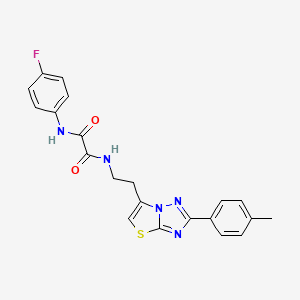 molecular formula C21H18FN5O2S B2376207 N1-(4-fluorophenyl)-N2-(2-(2-(p-tolyl)thiazolo[3,2-b][1,2,4]triazol-6-yl)ethyl)oxalamide CAS No. 894031-03-9