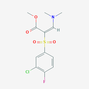 molecular formula C12H13ClFNO4S B2376222 methyl (2E)-2-[(3-chloro-4-fluorophenyl)sulfonyl]-3-(dimethylamino)acrylate CAS No. 1786041-92-6