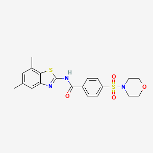 molecular formula C20H21N3O4S2 B2376225 N-(5,7-dimethyl-1,3-benzothiazol-2-yl)-4-(morpholine-4-sulfonyl)benzamide CAS No. 851080-73-4