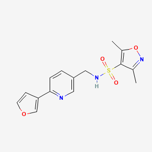 molecular formula C15H15N3O4S B2376258 N-((6-(furan-3-yl)pyridin-3-yl)methyl)-3,5-dimethylisoxazole-4-sulfonamide CAS No. 2034561-74-3