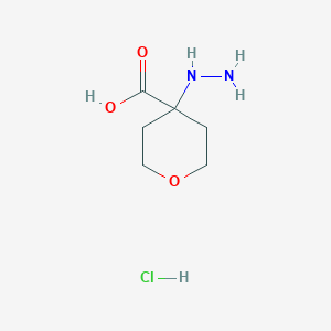 4-Hydrazinyloxane-4-carboxylic acid;hydrochloride