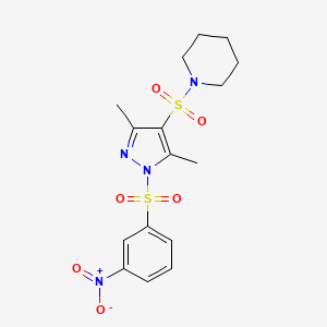 1-{[3,5-dimethyl-1-(3-nitrobenzenesulfonyl)-1H-pyrazol-4-yl]sulfonyl}piperidine