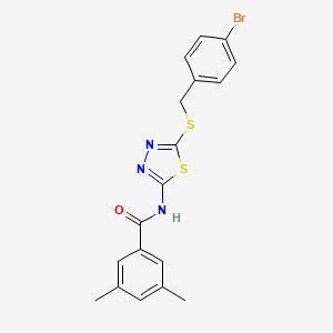 molecular formula C18H16BrN3OS2 B2376331 N-(5-((4-bromobenzyl)thio)-1,3,4-thiadiazol-2-yl)-3,5-dimethylbenzamide CAS No. 392302-97-5
